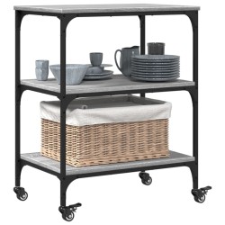 Chariot de cuisine sonoma gris 60x41x76 cm bois d'ingénierie 