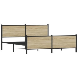 Cadre de lit en métal sans matelas chêne sonoma 193x203 cm 