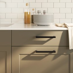 Poignées d'armoire 20 pcs noir 128 mm acier inoxydable 