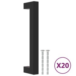 Poignées d'armoire 20 pcs noir 128 mm acier inoxydable 