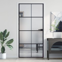 Porte intérieure mince noir 93x201,5 cm verre trempé aluminium 