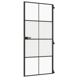 Porte intérieure mince noir 93x201,5 cm verre trempé aluminium 
