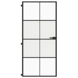 Porte intérieure mince noir 93x201,5 cm verre trempé aluminium 