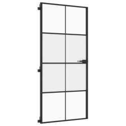 Porte intérieure mince noir 93x201,5 cm verre trempé aluminium 