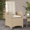 Chaises inclinables de jardin lot de 2 et coussins beige rotin 