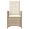 Chaises inclinables de jardin lot de 2 et coussins beige rotin 