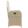 Chaises inclinables de jardin lot de 2 et coussins beige rotin 