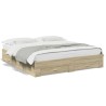 Cadre de lit avec tiroirs sans matelas chêne sonoma 200x200 cm 