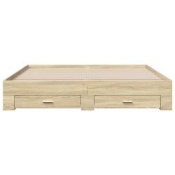 Cadre de lit avec tiroirs sans matelas chêne sonoma 200x200 cm 