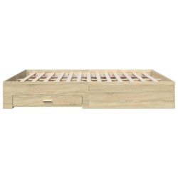 Cadre de lit avec tiroirs sans matelas chêne sonoma 200x200 cm 