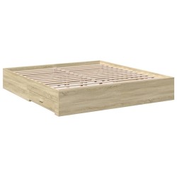 Cadre de lit avec tiroirs sans matelas chêne sonoma 200x200 cm 