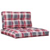Coussins de palette lot de 2 motif à carreaux rouge tissu 