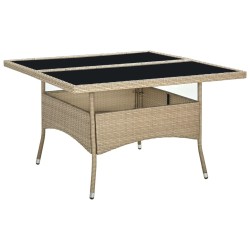 Table à dîner d'extérieur Beige Résine tressée et verre 