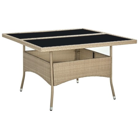 Table à dîner d'extérieur Beige Résine tressée et verre 