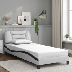 Cadre de lit sans matelas blanc et noir 90x190 cm similicuir 