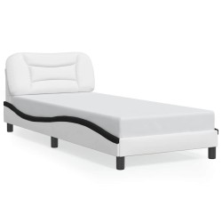 Cadre de lit sans matelas blanc et noir 90x190 cm similicuir 