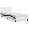 Cadre de lit sans matelas blanc et noir 90x190 cm similicuir 