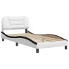 Cadre de lit sans matelas blanc et noir 90x190 cm similicuir 