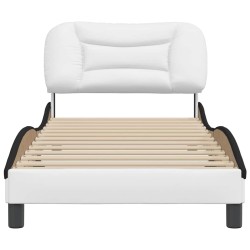 Cadre de lit sans matelas blanc et noir 90x190 cm similicuir 