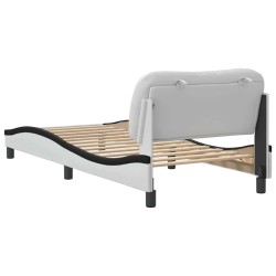 Cadre de lit sans matelas blanc et noir 90x190 cm similicuir 