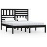Cadre de lit sans matelas noir 150x200 cm bois de pin massif 