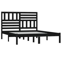 Cadre de lit sans matelas noir 150x200 cm bois de pin massif 