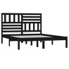 Cadre de lit sans matelas noir 150x200 cm bois de pin massif 