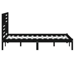 Cadre de lit sans matelas noir 150x200 cm bois de pin massif 
