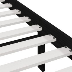 Cadre de lit sans matelas noir 150x200 cm bois de pin massif 
