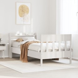 Cadre de lit sans matelas blanc 90x190 cm bois de pin massif 