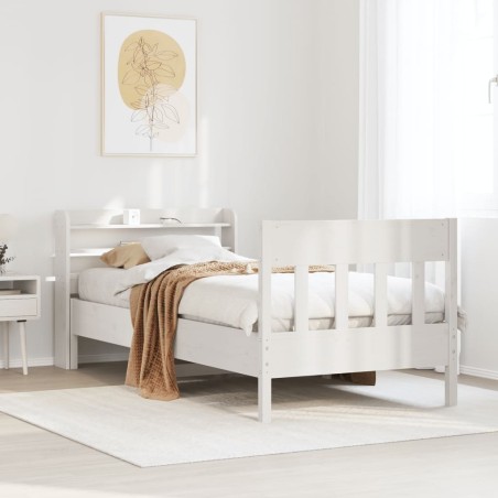 Cadre de lit sans matelas blanc 90x190 cm bois de pin massif 