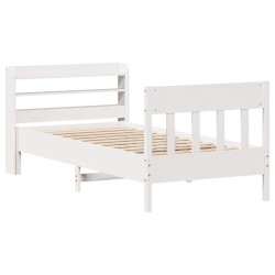 Cadre de lit sans matelas blanc 90x190 cm bois de pin massif 