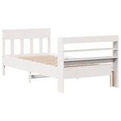 Cadre de lit sans matelas blanc 90x190 cm bois de pin massif 