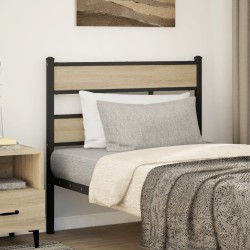 Tête de lit chêne sonoma 100 cm fer et bois d’ingénierie 