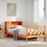 Lit bibliothèque sans matelas cire marron 90x190 cm bois massif 