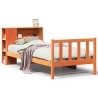 Lit bibliothèque sans matelas cire marron 90x190 cm bois massif 