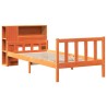 Lit bibliothèque sans matelas cire marron 90x190 cm bois massif 