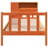 Lit bibliothèque sans matelas cire marron 90x190 cm bois massif 