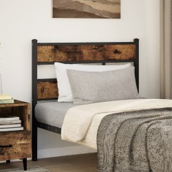 Tête de lit chêne fumé 100 cm fer et bois d'ingénierie 