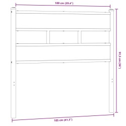 Tête de lit chêne fumé 100 cm fer et bois d'ingénierie 