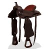 Selle, bridon et col de poitrine Cuir véritable 15 po Marron 