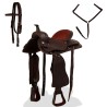 Selle, bridon et col de poitrine Cuir véritable 15 po Marron 