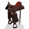 Selle, bridon et col de poitrine Cuir véritable 15 po Marron 