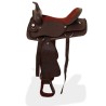 Selle, bridon et col de poitrine Cuir véritable 15 po Marron 