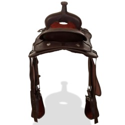 Selle, bridon et col de poitrine Cuir véritable 15 po Marron 