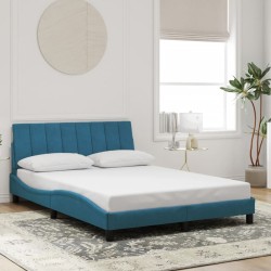 Cadre de lit sans matelas bleu 140x200 cm velours 