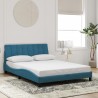 Cadre de lit sans matelas bleu 140x200 cm velours 