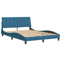 Cadre de lit sans matelas bleu 140x200 cm velours 