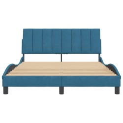 Cadre de lit sans matelas bleu 140x200 cm velours 