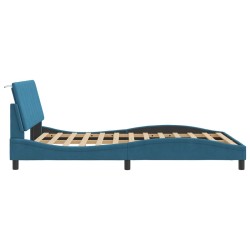 Cadre de lit sans matelas bleu 140x200 cm velours 